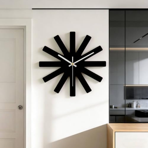 Horloge murale soleil design géométrique noir moderne pour entrée - 8