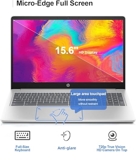 Image of HP 2023 Newest Chromebook Laptop Student Business, 15.6 inch HD Display, 8GB LPDDR5 RAM, 320GB Storage (64GB eMMC+256GB MSD), Quad-Core Intel Processor N200, Long Battery, Chrome OS, with Cleaning Brush