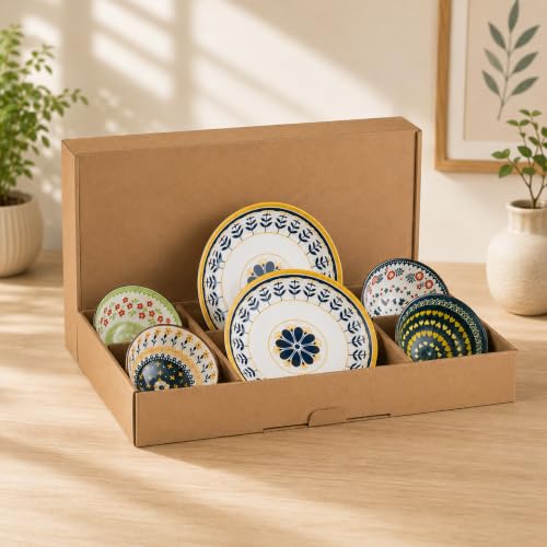 Image of 6-Piece Ceramic Dinner Set, 2 Plates & 4 Bowls, Microwave Safe, Dishwasher Safe, Floral Dinnerware (Royal Blue Floral, 2 Plate & 4 Bowl Set)