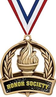 Honor Society Medals, 2" Gold Honor Society Achievement Medal Award, Comes with Neck Ribbon