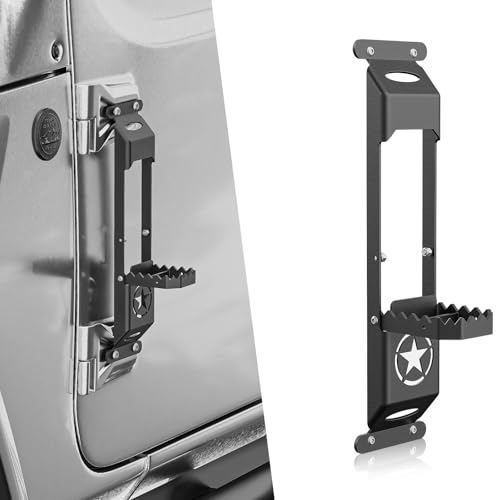 YZONA for JK JL JT Hinge Step Foldable Foot Pedal with Bottle Opener Compatible with 2007-2025 Jeep Wrangler JK JL JKU JLU Unlimited & Gladiator JT 2/4 Doors, Foot Step Accessories Star Sign Door