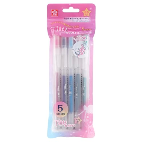 サクラクレパス 水性ボールペン ボールサイン ティアラ ノック 0.8mm 5色 GBRA208TZ-5