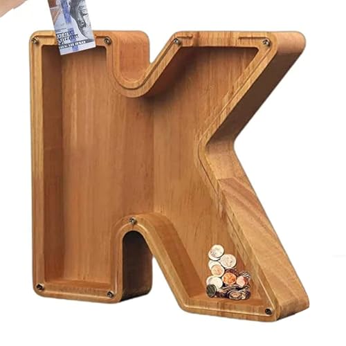 Eventerde Banco de ahorros | Hucha grande de madera con letras, banco de ahorro de monedas para adultos y niños, decoración del hogar - regalo de Navidad para niños pequeños y niñas