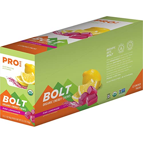Image of PROBAR Bolt Chews - 12-Pack Pink Lemonade, One Size | ProBar Bolt Chews Organic Vegan Energy Bites - Pink Lemonade (12 Pack)
