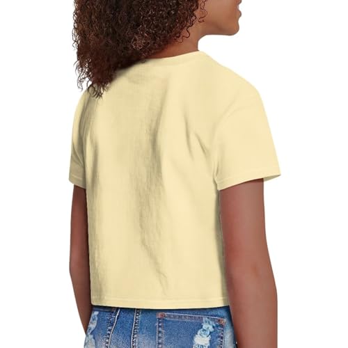 Image of Girls Fashion Crewneck Tee Shirts Casual Short Sleeve Crop Top Summer Outfits 5-14 Years Old