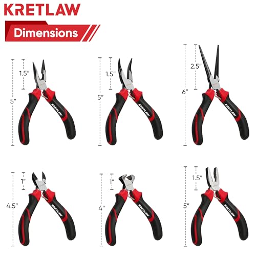 KRETLAW Mini Pliers Set 6Pcs - Needle Nose, Long Nose, Bent Nose, Diagonal, End Cutting and Linesman for DIY, Electronic Repairing & Jewelry with Pouch 7 KRETLAW Mini Pliers Set 6Pcs - Needle Nose, Long Nose, Bent Nose, Diagonal, End Cutting and Linesman for DIY, Electronic Repairing & Jewelry with Pouch - Image 7
