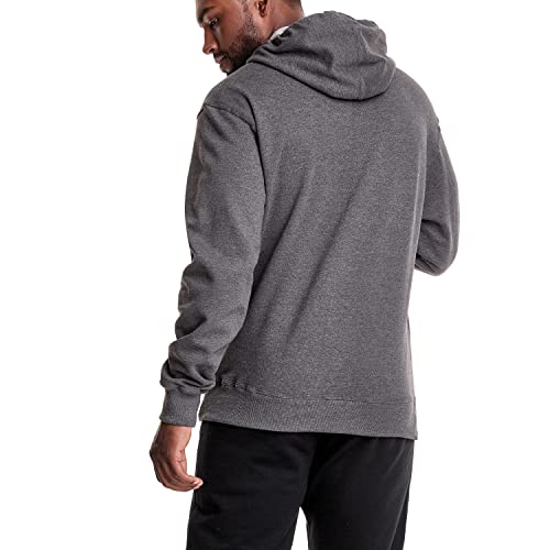 Champion Powerblend Fleece Hoodie, Hooded Sweatshirt For Men, (Reg. Or Big & Tall), Granite Heather Script, Medium #TOP1