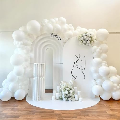 Image of 108Pcs Double Stuffed White Balloon Garland Arch Kit