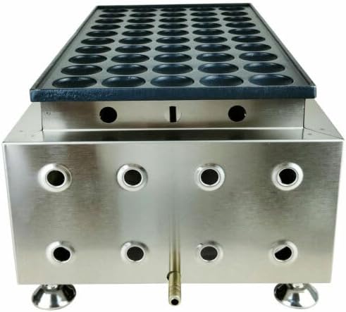 LPG Gas Waffle Maker, 50 Holes Mini Dutch Pancakes Maker Machine, Stainless Steel LPG Gas Poffertjes Maker with PTFE Coated Plate, Commercial Baker Machine for Retail Shop, Restaurant