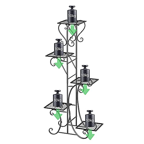 Cannoli - Estantería para plantas interiores, portamacetas, soporte de exhibición, estante de almacenamiento de metal, puerta de planta interior con 5 estantes, para interior, balcón, salón, exterior,