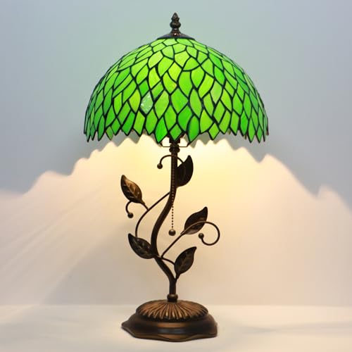 Image of Tiffany Table Lamp Stained Glass Bedside Reading Light W12H19 inch
