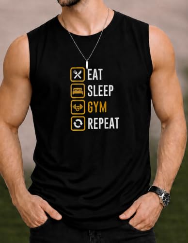 Image of JUGULAR Tank Tops Sleeveless T-Shirt for Men Gym Wear Vest Printed Stylish Round Neck Running for Sports Workout Fitness & Casual or Beach Wear