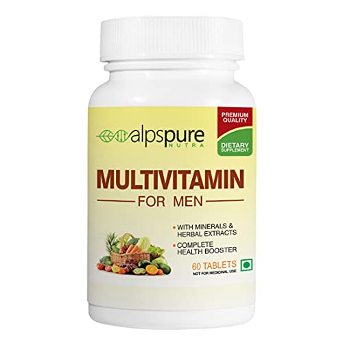 Alpspure Nutra Multivitamin for Men (60 Tablets), Complete Health Booster with Minerals and Herbal Extracts | Immunity Booster | Essential Nutrients for Energy & Stamina | Good for Men’s Vitality