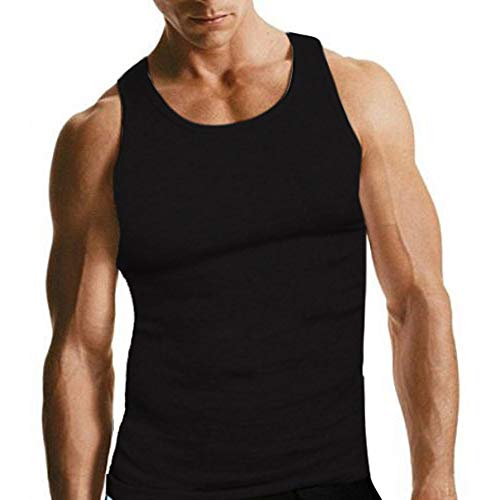 3 Pack Men's A-Shirt Tank Top Gym Workout Undershirt (Slim & Muscle Fit Only) - Black S #TOP2