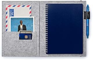 Eco-Friendly Folio Cover compatible with Smart Notebooks and Journals - with Adjustable Pen Holder, Organizer Pockets, Business Card Holder - Executive Size 6 x 8.8