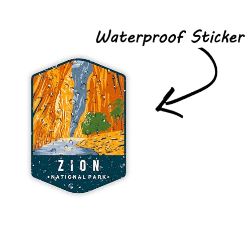 Image of eDesign Zion National Park Sticker | 2-Pack | 4 Inches - National Park Stickers for Waterbottle Scrapbook Car Truck SUV Van Window Bumper Wall Laptop Tablet Cup Tumbler and Any Smooth Surface
