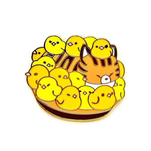 Image of Chickens Love Their Cat Mom - Animal World Series | Premium Enamel Pin - Statement Lapel Pin - Plated Badge for Clothing, Bags, Hats, Jackets, and Lanyards