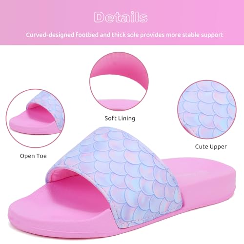 Image of WateLves Girls & Boys Slide Sandals Kids Summer Slippers Slip On for Outdoor Beach Pool Shower (Little Kid /Big Kid)