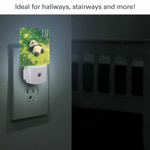Image of LED Night Light,Cute Lying Down Panda LED Night Light Plug into Wall with Dusk to Dawn Light Sensor White Energy Efficient Nightlight for Bedroom Bathroom Hallway Living Room Kitchen
