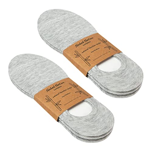 No Show Bamboo Socks - 6 Pairs, Luxury Non-Slip, Super Soft & Breathable Trainer Socks for Men & Women