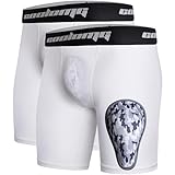 COOLOMG 2-Pack Boys Compression Briefs with Soft Athletic Cup - Youth Baseball Under Shorts White S
