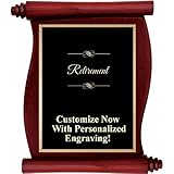 Custom Engraved Rosewood Scroll Plaques, Personalized Retirement Plaque Award with Up to 5 Lines of Engraving Included Prime