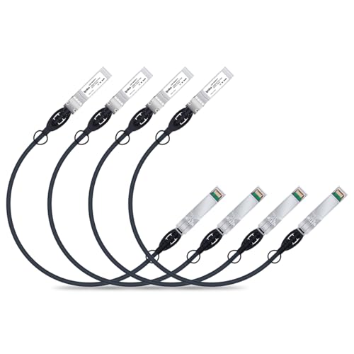 Image of ipolex 10G SFP+ Twinax Cable, Direct Attach Copper(DAC) Passive Cable, 0.25m (0.82ft), for Cisco SFP-H10GB-CU0.25M, Meraki, Ubiquiti UC-DAC-SFP+, Mikrotik, Intel, Netgear, TP-Link and More, 4 Pack