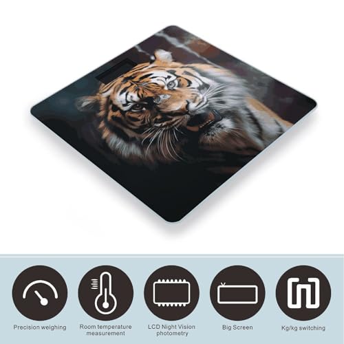 Báscula digital de baño con pantalla LED clara y vidrio templado miniatura 3