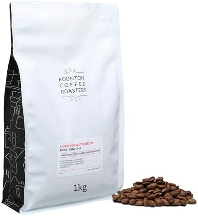 Rounton Coffee Sparkling Water Decaf - Medium Roast Decaffeinated Coffee Beans for Espresso & Filter - 1kg