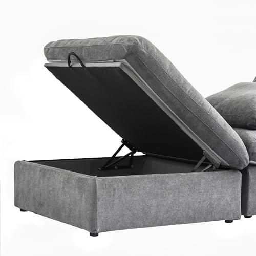 Image of JACH L-Shaped Cloud Sectional Sofa for Living Room, Modular Convertible Sofa, Modern Comfy Couch, Covers Removable, Ottomans with Storage, Cloud Couch Furniture for Living Room Apartment (Grey)