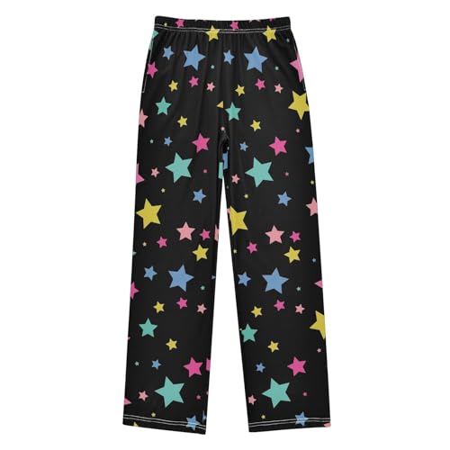 ZZXXB Star Colorful Print Boys Long Pants Soft Trousers Elastic Waist Kids Lounge Bottoms with Pockets S-XL