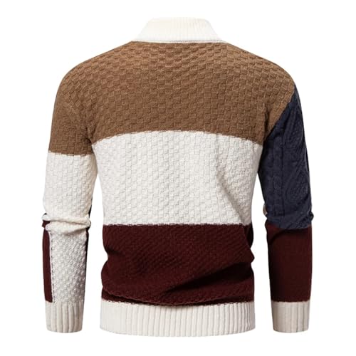 Men's Vintage Mock Neck Patchwork Knit Pullovers Slim Fit Casual Streetwear Knitted Knitwear3