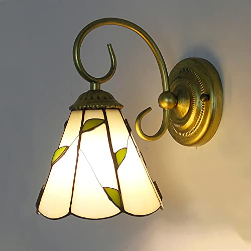 Lampada Da Parete in Stile Tiffany, Applique da Parete Vetro Colorato Retrò, Lampada Da Comodino Vintage in Metallo Per Soggiorno, Corridoio, Camera Da Letto, Bagno Per Interni, Multicolore,I