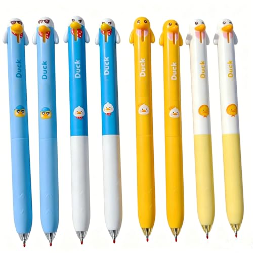 Set de 8 bolígrafos gel retráctiles diseño pato amarillo miniatura 1