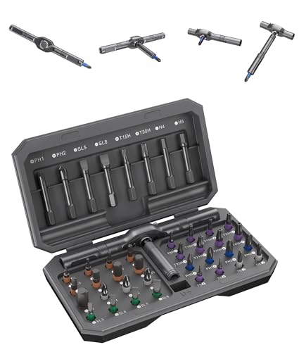 42 in 1 Ratchet Screwdriver Set – Upgrade Magnetic Precision Tool Kit with S2 Steel Bits, Detachable Handle, Portable Storage Case for Home DIY, Computer, Bicycle, Electronics Repair (42)