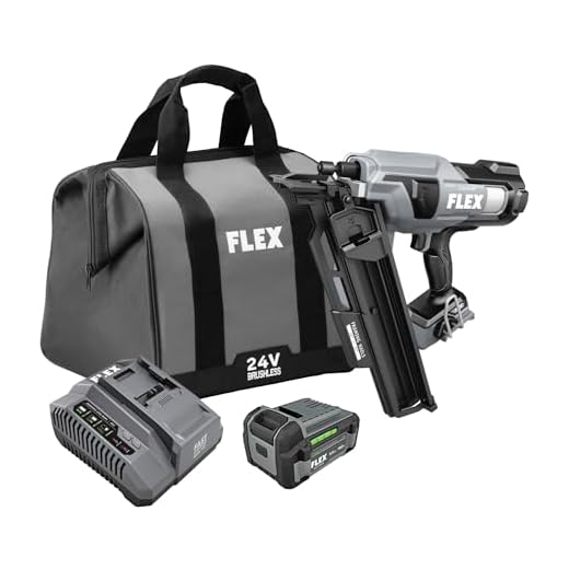 FLEX 24V 21° Framing Nailer Kit with 5.0Ah Lithium Battery and 160W Fast Charger - FX4351A-1C