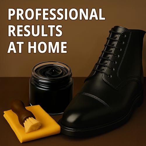 Eagle Shoe Shine Kit Black – 5 Piece Leather Shoe Polish & Cream Set with Brush & Cloths | Beeswax Waterproof Polish + Carnauba Wax Shoe Cream | Restore Shine Protect Dress Shoes & Boots