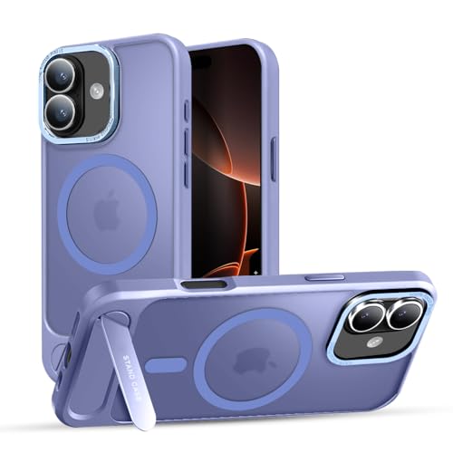Image of KARWAN️Matte Back Cover Case Compatible with Stand Magnetic Designed for iPhone 16 | Ultra Hybrid Camera Bump Protection (Purple)