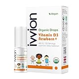 Organic Vegan 400IU, Vitamin D3, 120 Drops – Baby Drop for Infants & Toddlers | USDA Organic, Non-GMO, Plant-Based, No Additives or Preservatives, All Natural, Made in UK