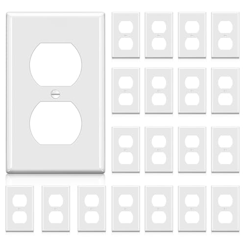 BESTTEN 20 Pack 1-Gang Duplex Wall Plate, Standard Size, Unbreakable