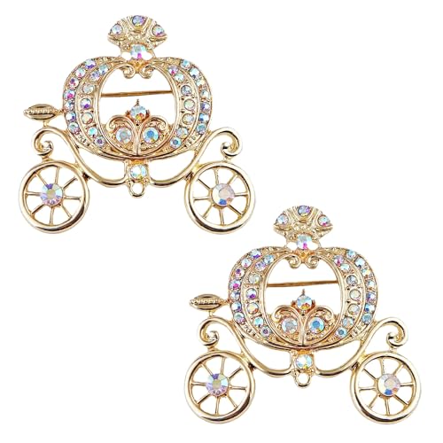 Image of 2Pcs Pumpkin Carriage Brooch Simple Sweater Scarf Shawl Buckle Pin Dress Jewelry Party Accessory For Women