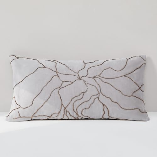 Lush Decor Roots Velvet Decorative Pillow Cover Single 12" W x 22" L Gray - 12x22 Pillow Cover - Luxury Throw Pillows for Bed, Couch or Chair - Luxury Home Decor