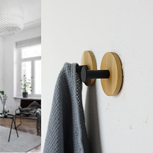 Dswince 4Pack Decoration Wood Wall Hook Coat Hooks For Hanging Adhesive Waterproof Wall Hook Clothes Bag Key Hanger Hook Bedroom Kitchen Bathroom Door Robe Towel Hooks- Black #TOP3