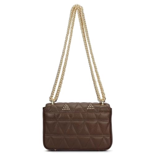 Image of Da Milano Leather Shoulder Bag for Women - Brown (00378OL)