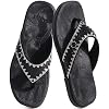 ONCAI Womens Flat Bedazzled Flip Flops with Sparkling Rhinestone Studded Summer Beach Pool Walking Sandals with Outdoor Rubber Sole US Size 6-12