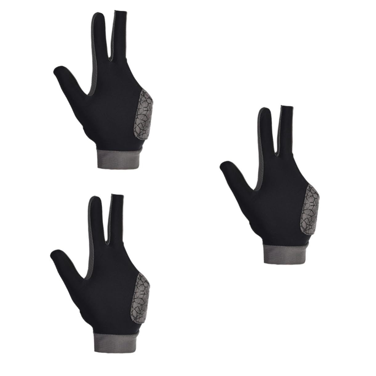 Happyyami 3 Pcs 3-Finger Billiard Glove Left Hand Glove Billiards Accessory Non-Slip Silicone Comfortable Elastic Wrist Left/Right Hand