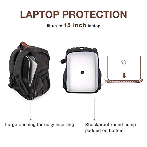 Bagsmart Camera Backpack, Dslr Slr Waterproof Camera Bag Backpack, Anti-Theft Photography Backpack With 15 Inch Laptop Compartment, Tripod Holder & Rain Cover, Black #TOP6