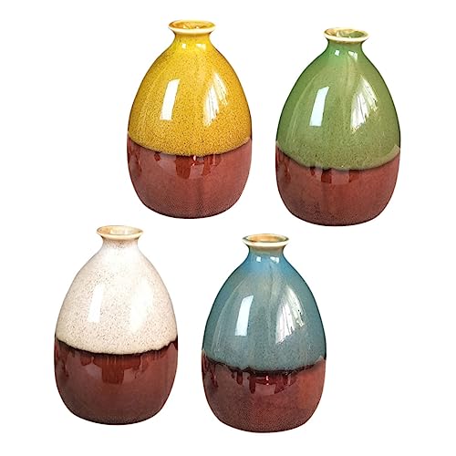 OUNONA 4 Stück Vase Trockenblumen Zur Dekoration Tischdekoration Blumendekor Heimtextilien Für Wohnzimmer Kamindekor Retro Schreibtischaufsatz Keramik Ornamente Mini