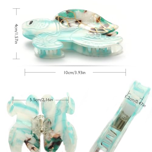 Chic Ocean-Inspired Turtle Hair Claw - Large Acetate Shark Clip For Ponytails & Updos, Personalized Ocean Animal Hair Claw