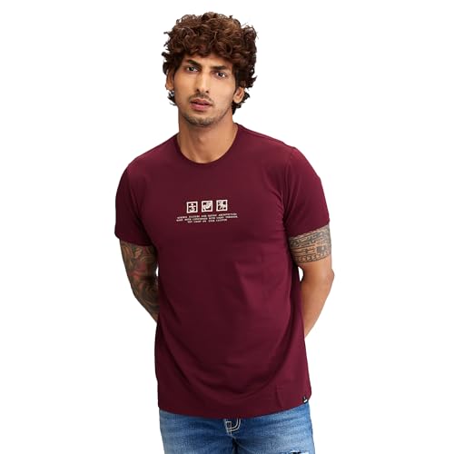 Image of Spykar Men's Slim Fit Round Neck Half Sleeve Solid Casual T-Shirt